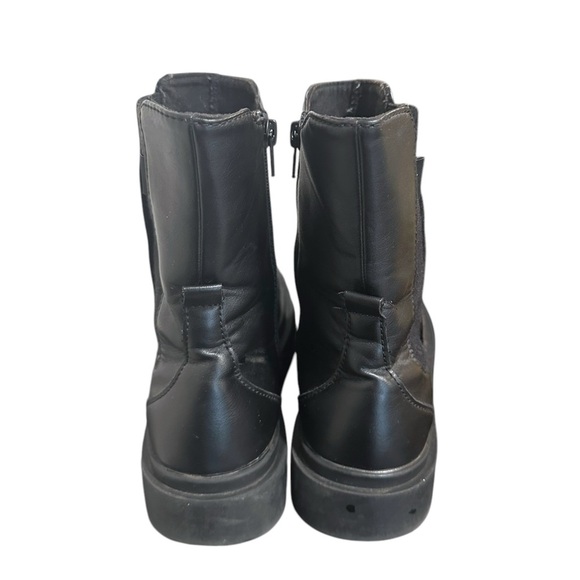 Zara | Black Leather Platform Lug Boots | Pull On | EU 39 / US 8.5 - Picture 3 of 8